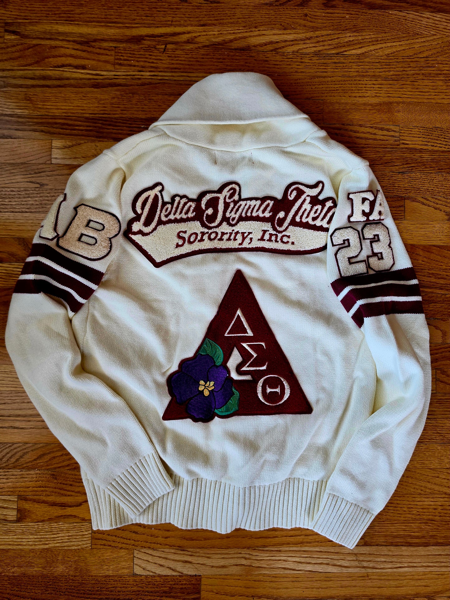 Cream Patchwork Cardigan (available May, June, & July only)