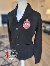 Load image into Gallery viewer, Black Shawl Cardigan (Front Emblem Only)