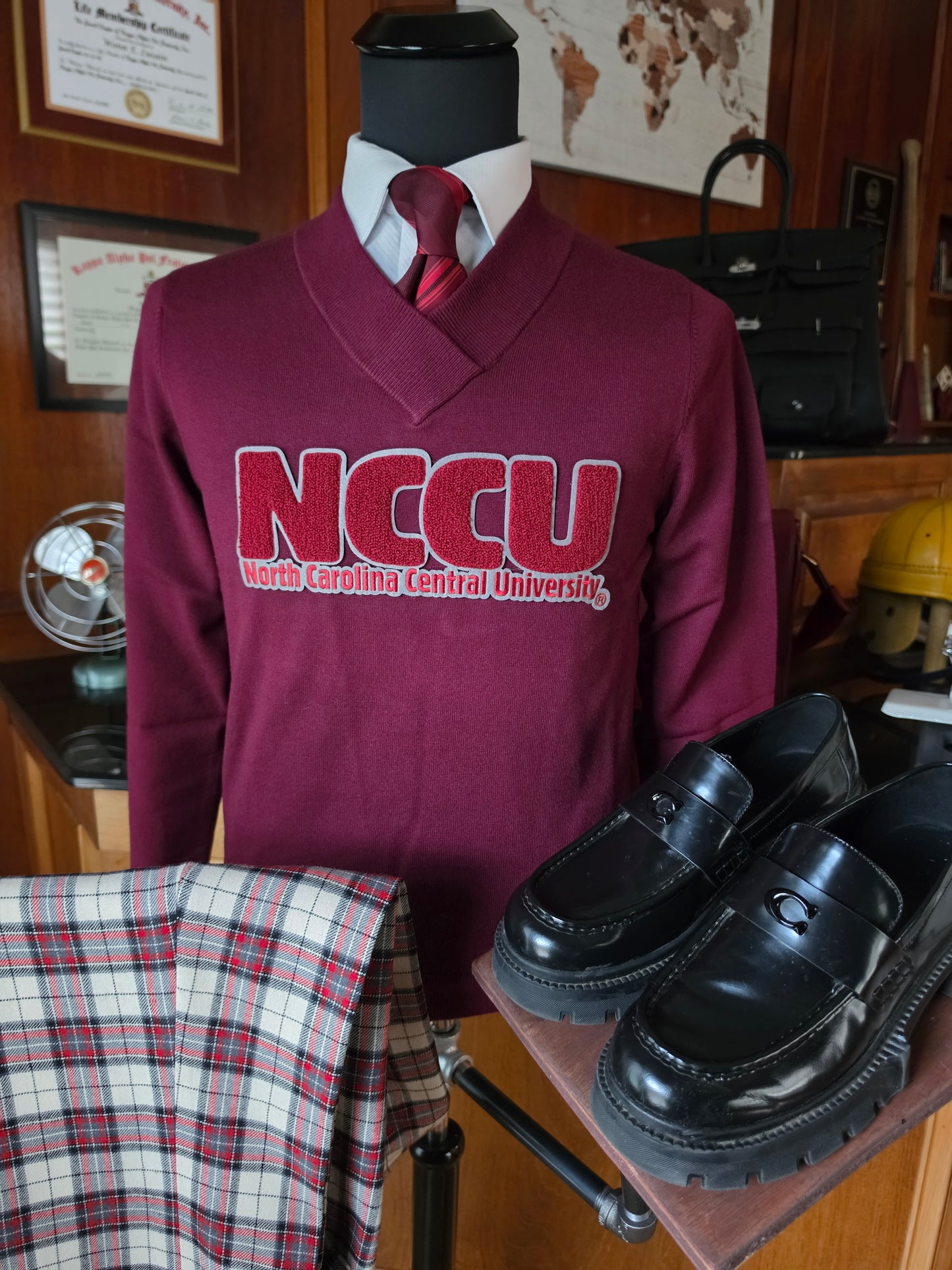 NCCU Crimson Vneck (Words)