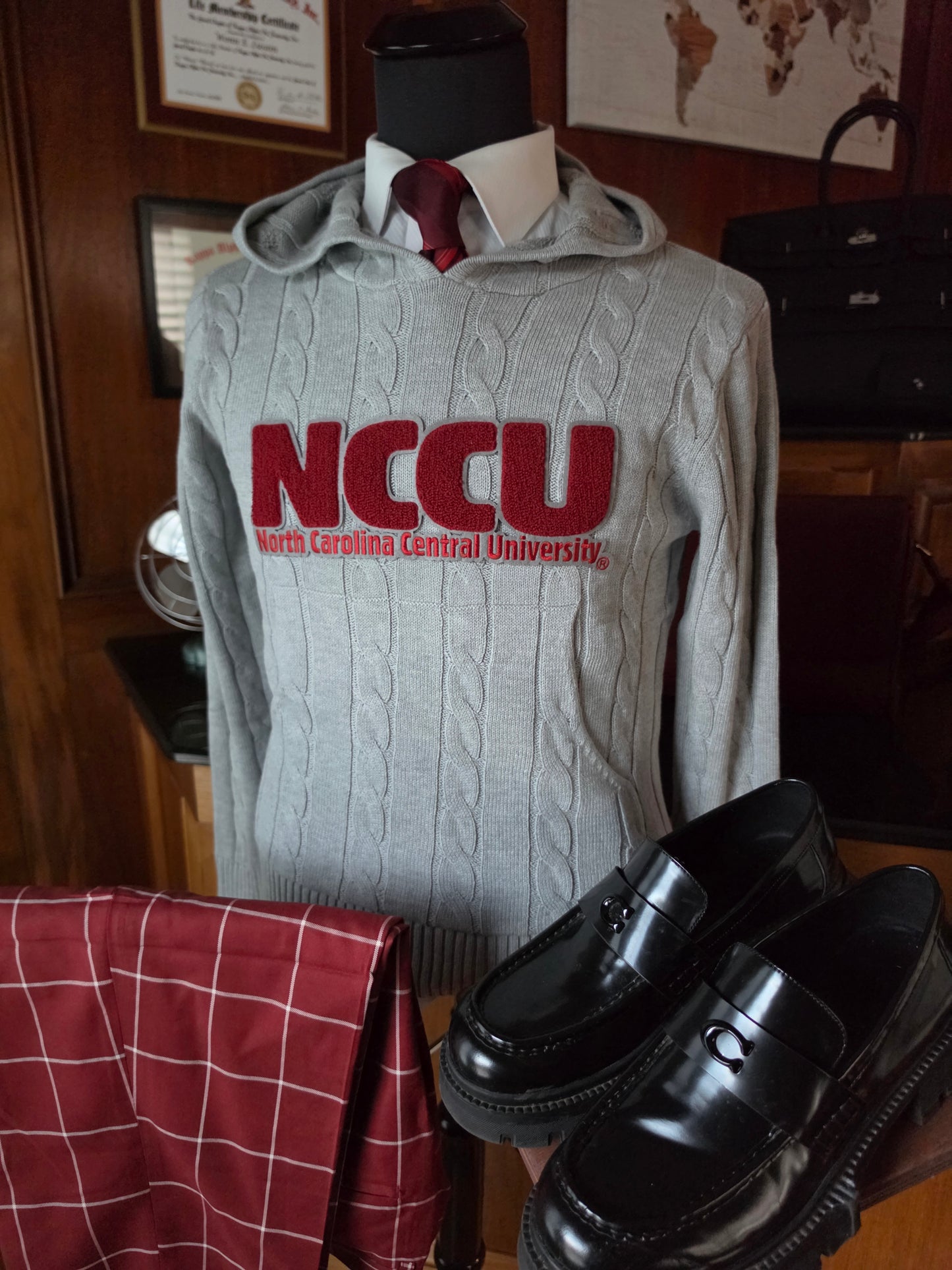 NCCU Gray Cable Hoodie (Unisex)