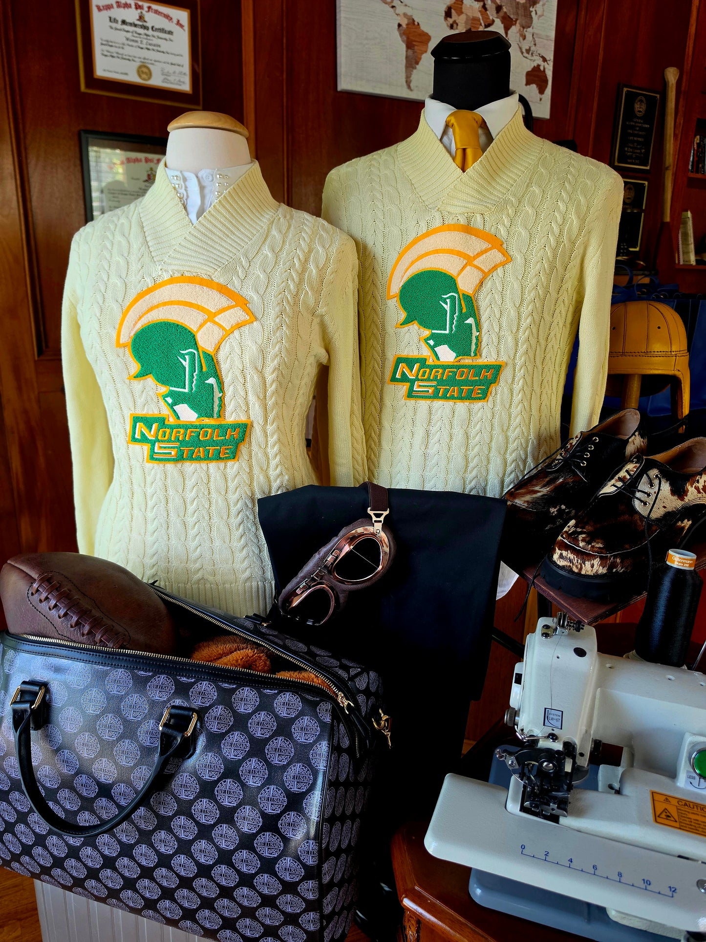 NSU Cream Vneck (Spartan Center)