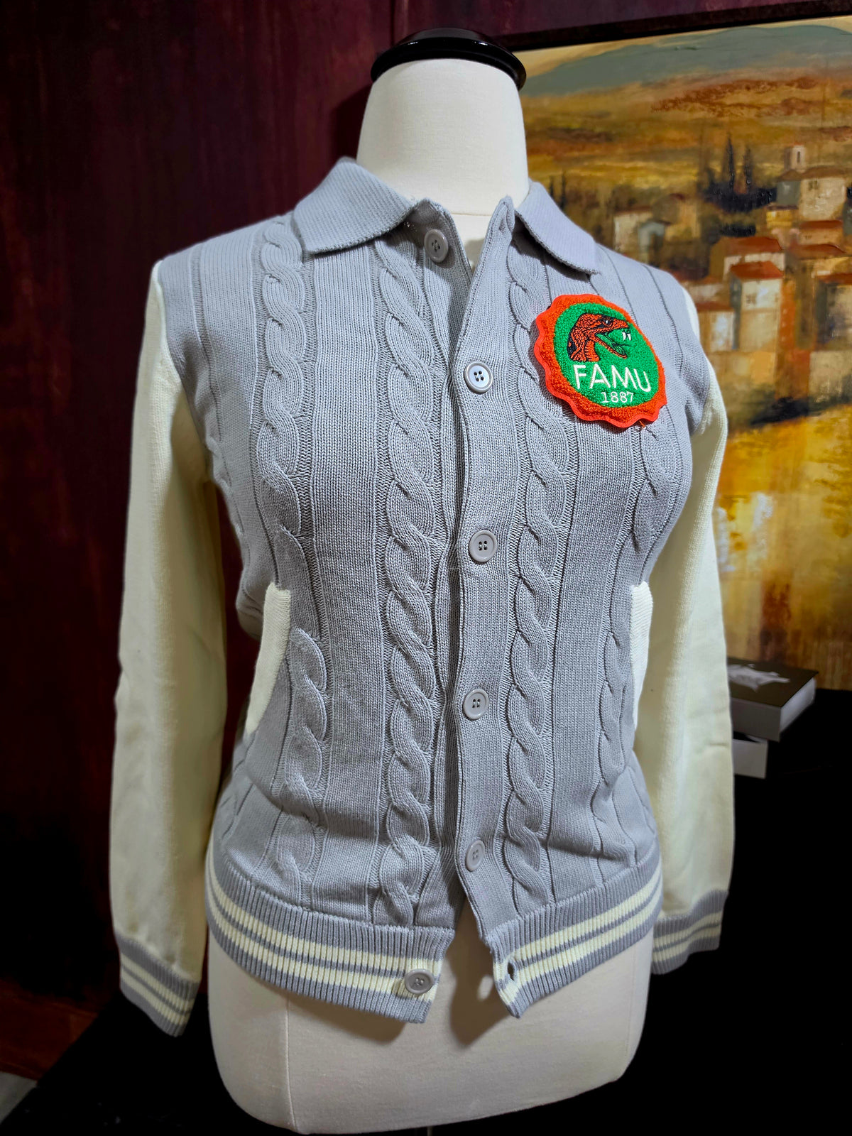 FAMU 70s Grey/Cream Cardigan - (Unisex)