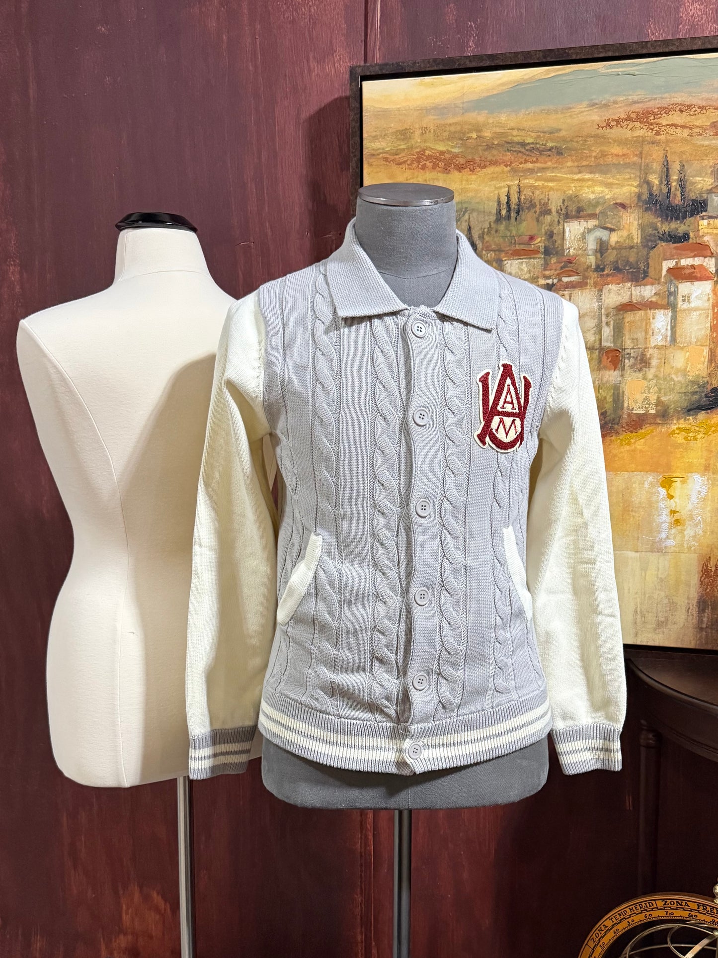 A&M 70s Grey/Cream Cardigan - (Unisex)