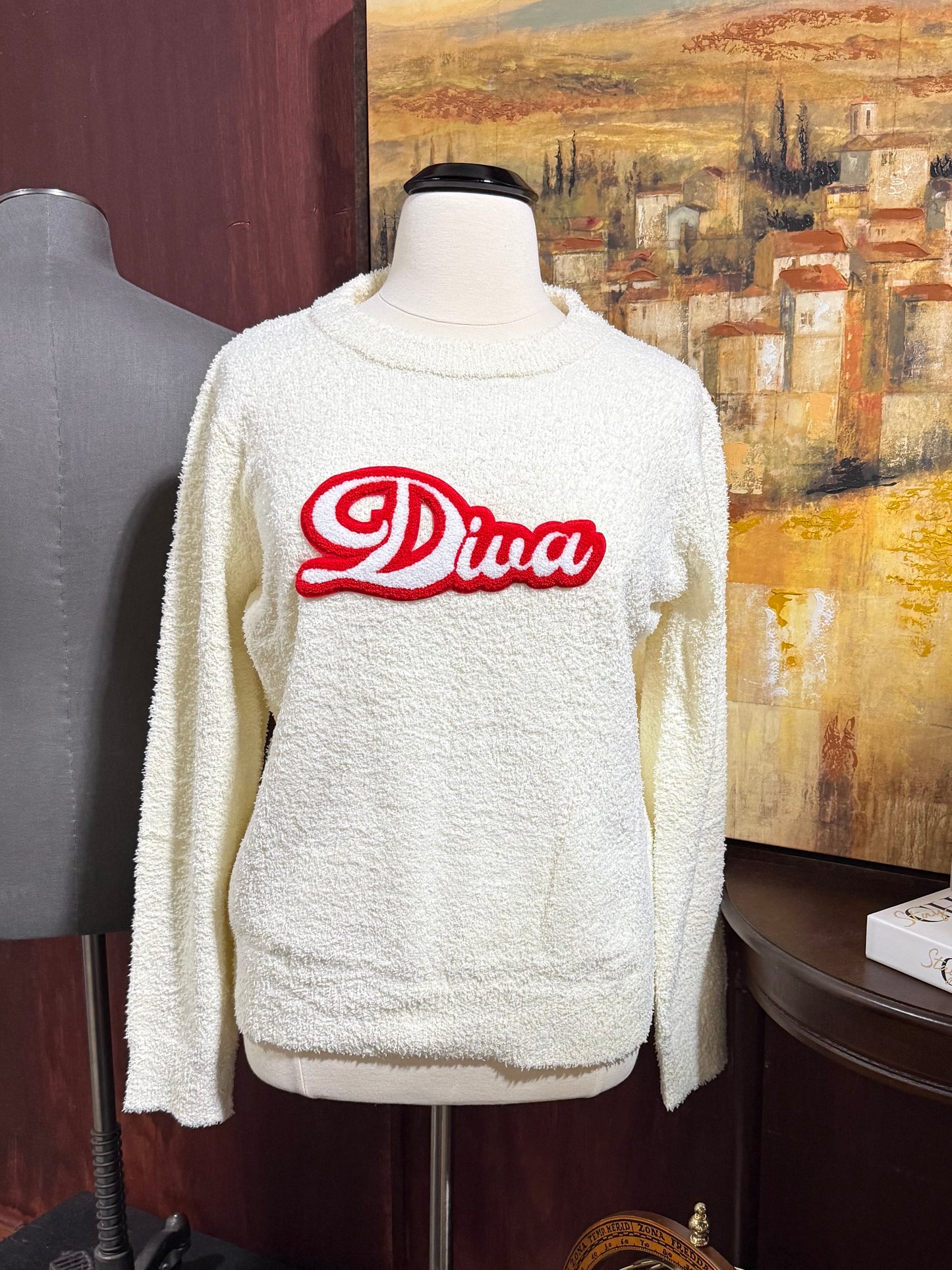 Diva Fluffy Sweater - White
