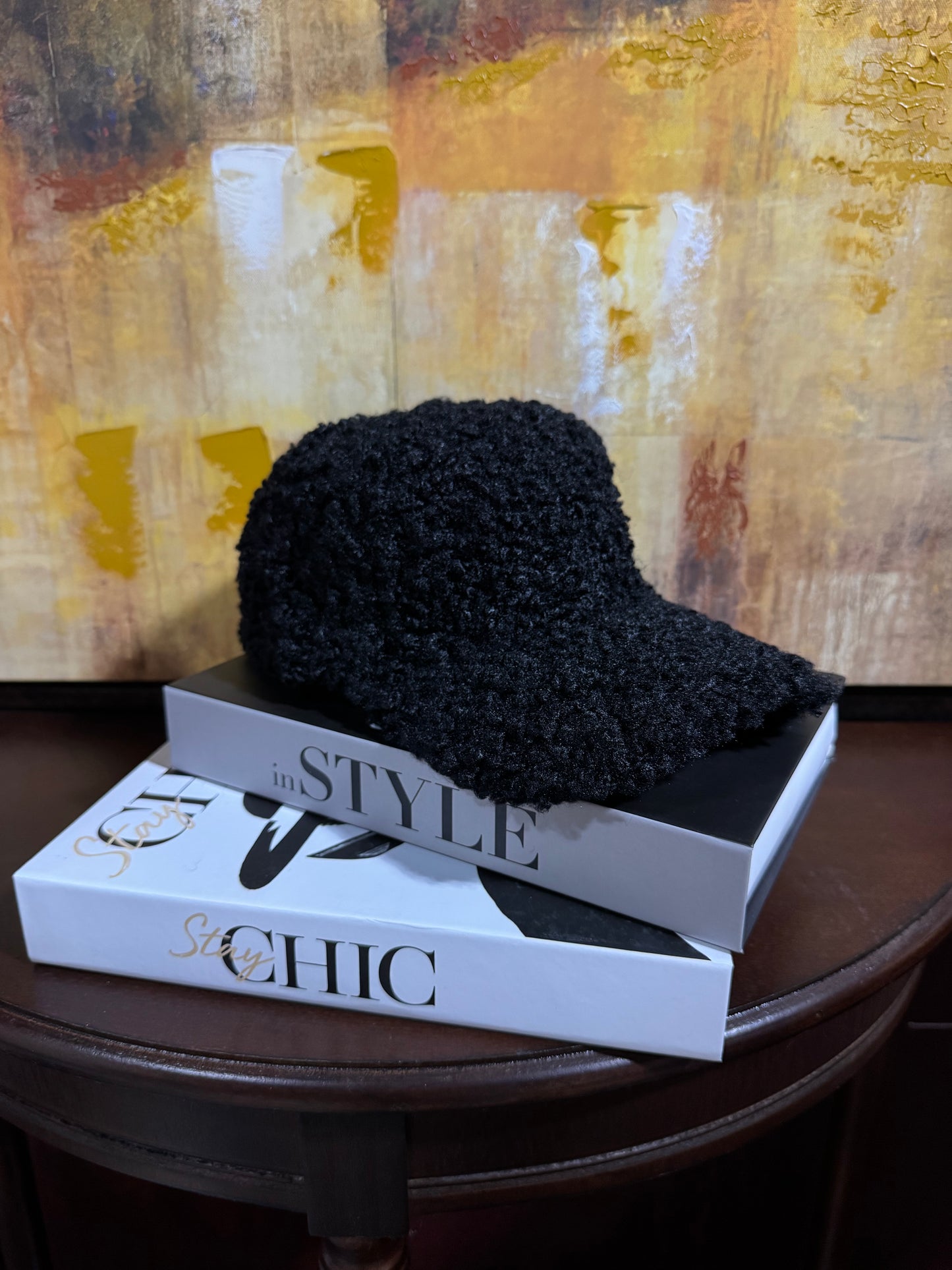 Women’s Blank Fuzzy Black Baseball Cap