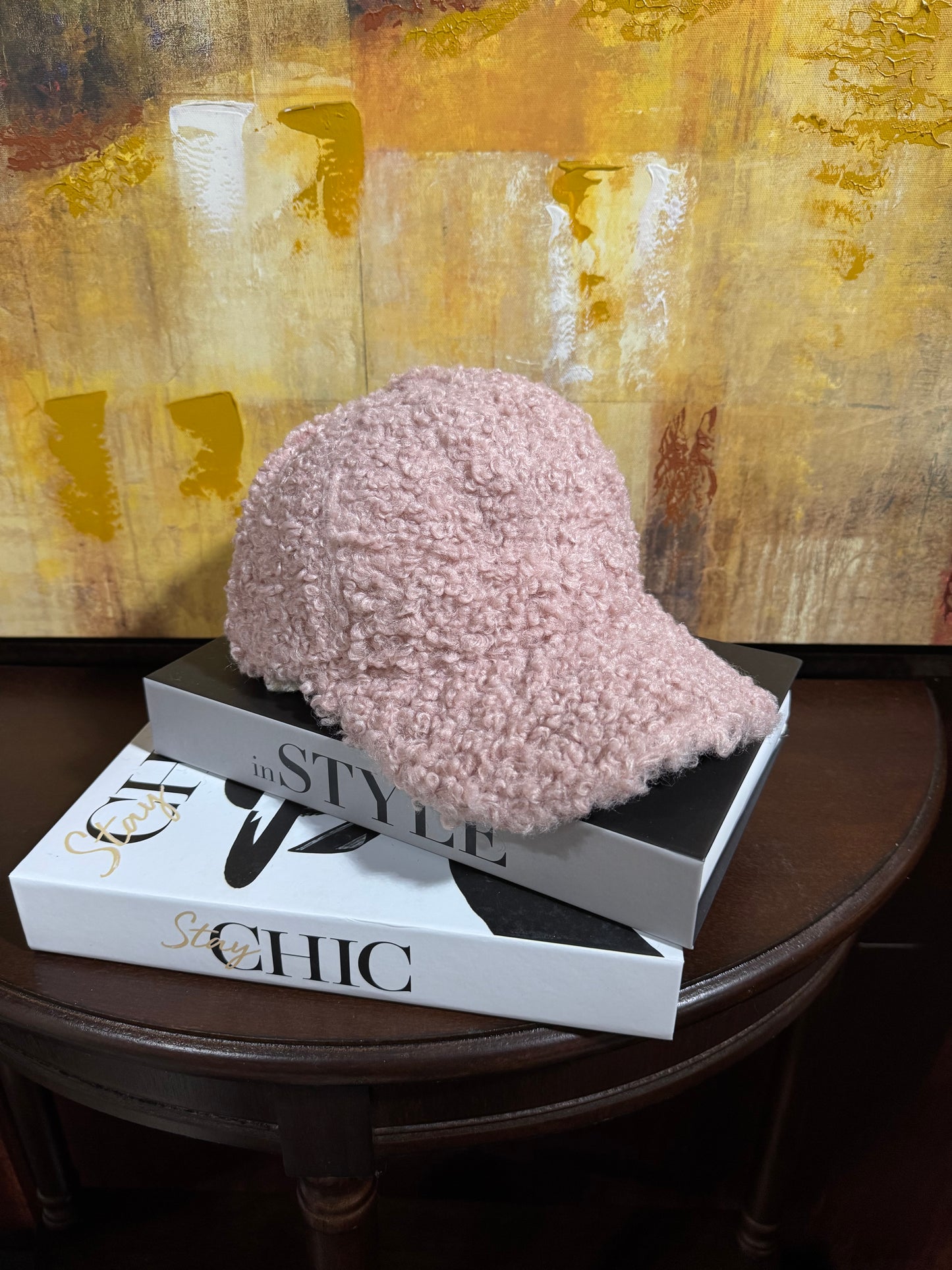 Women’s Blank Fuzzy Pink Baseball Cap