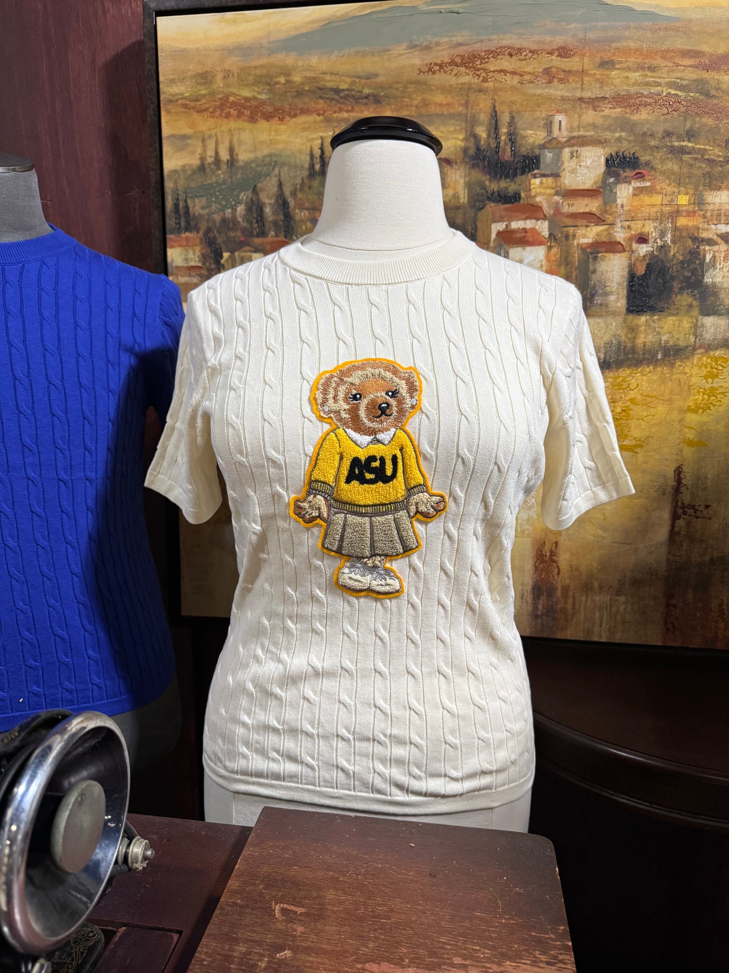 Women's ASU Bear Cable Cream S/S