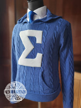 Load image into Gallery viewer, Blue Cable Knit Hoodie- 1