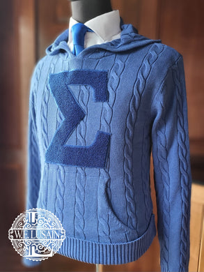 Blu Cable Knit Hoodie- 2