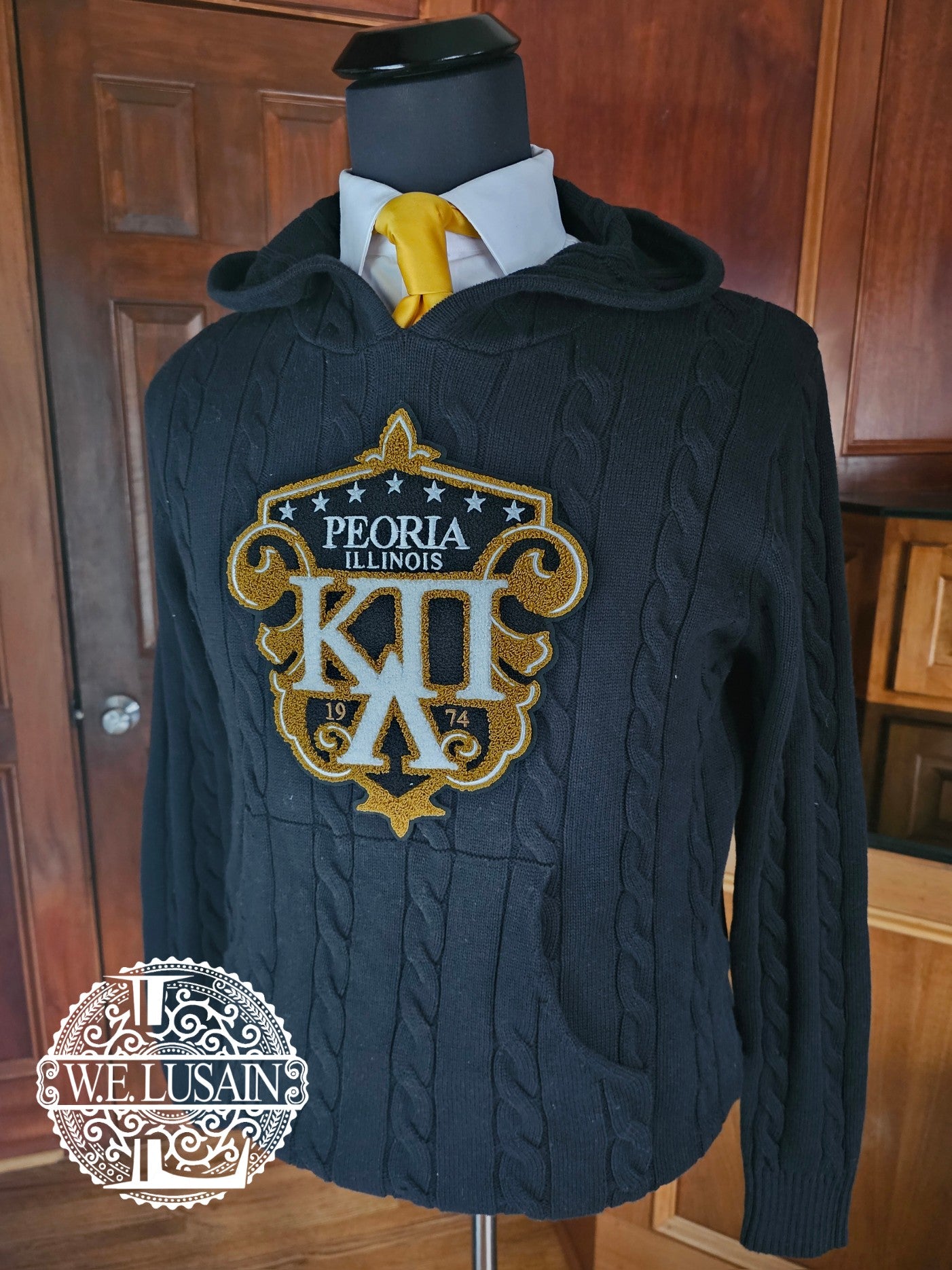 Peoria Black Cable Hoodie