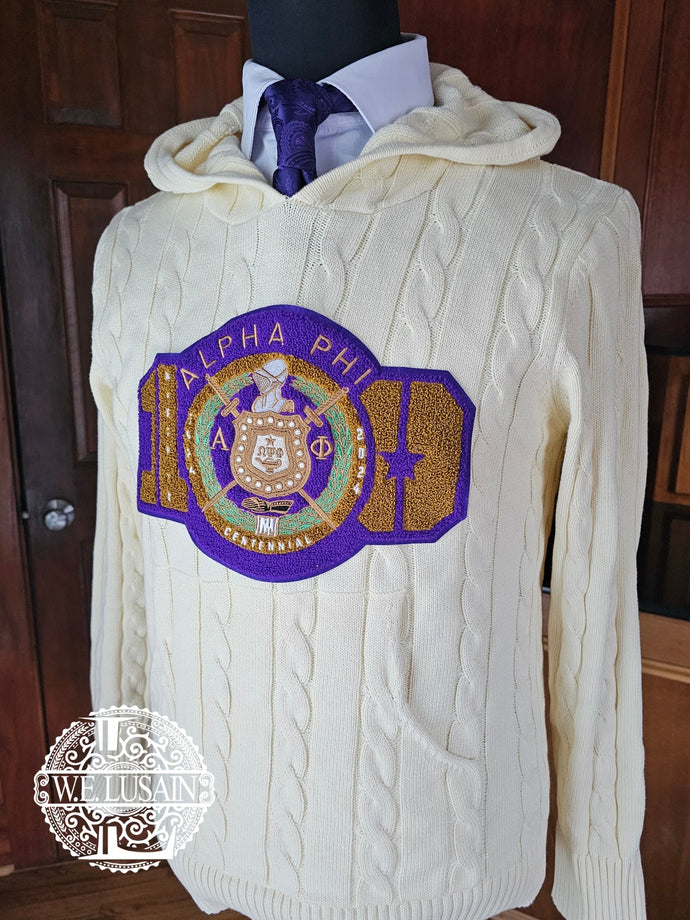 Alpha Phi Cream Cable Hoodie