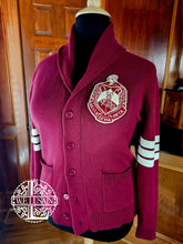 Load image into Gallery viewer, Crimson Shawl Cardigan (Front Emblem Only)