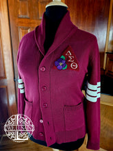 Load image into Gallery viewer, Crimson Shawl Cardigan 2 (Front Emblem Only)