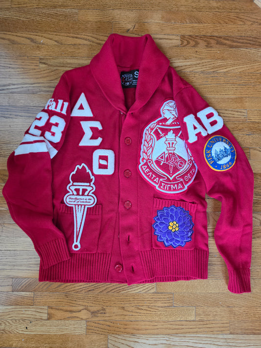 Red Patchwork Cardigan (available May, June, & July only)