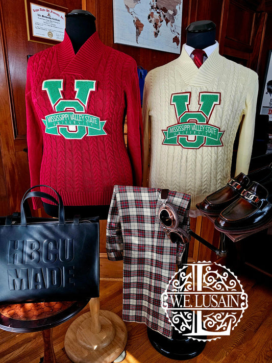 MVSU Cable Vneck (Unisex)