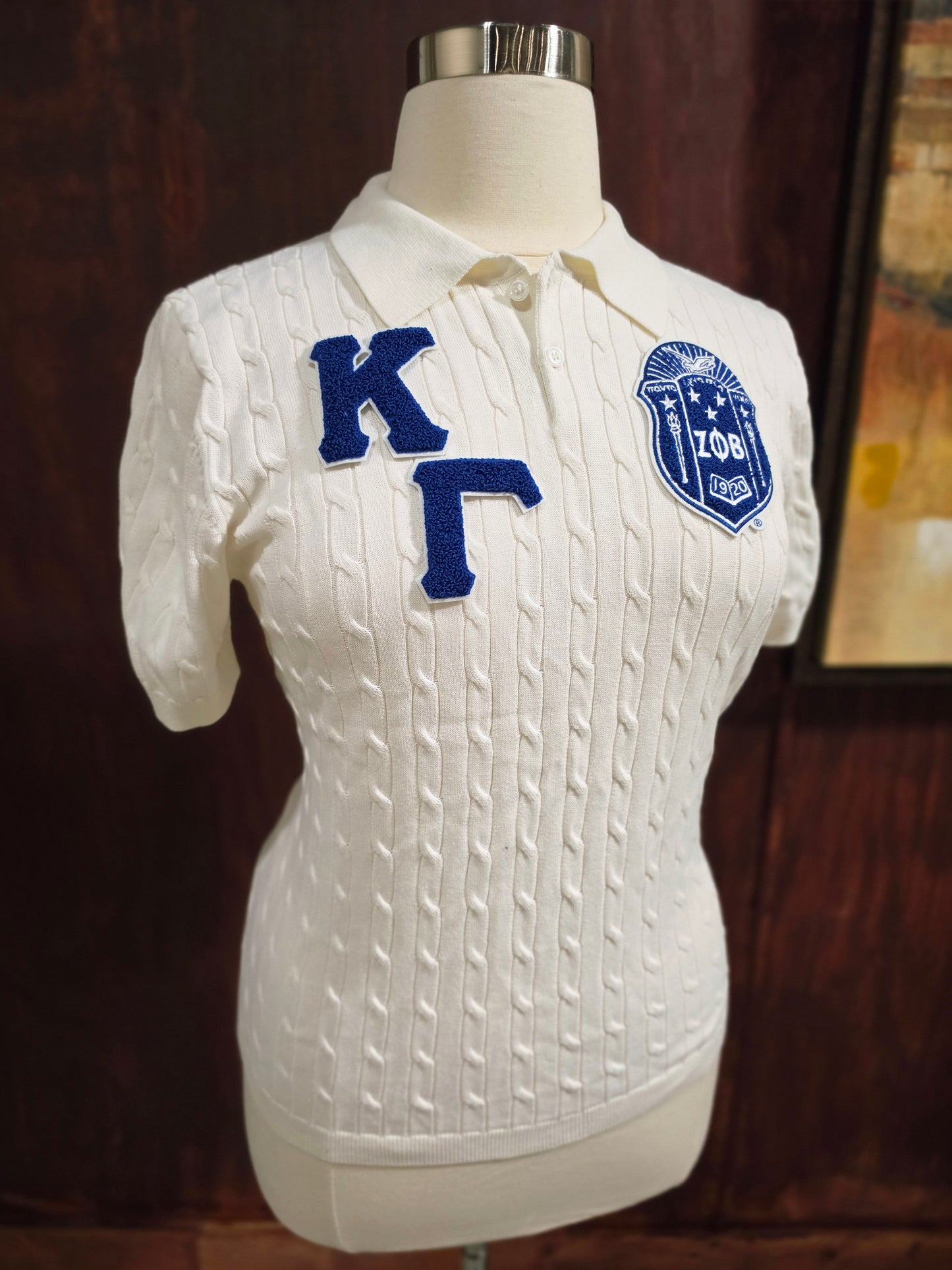 White Cable Knit Polo (Chapter)