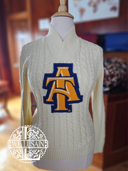 NCAT Cable Vneck (Cream)