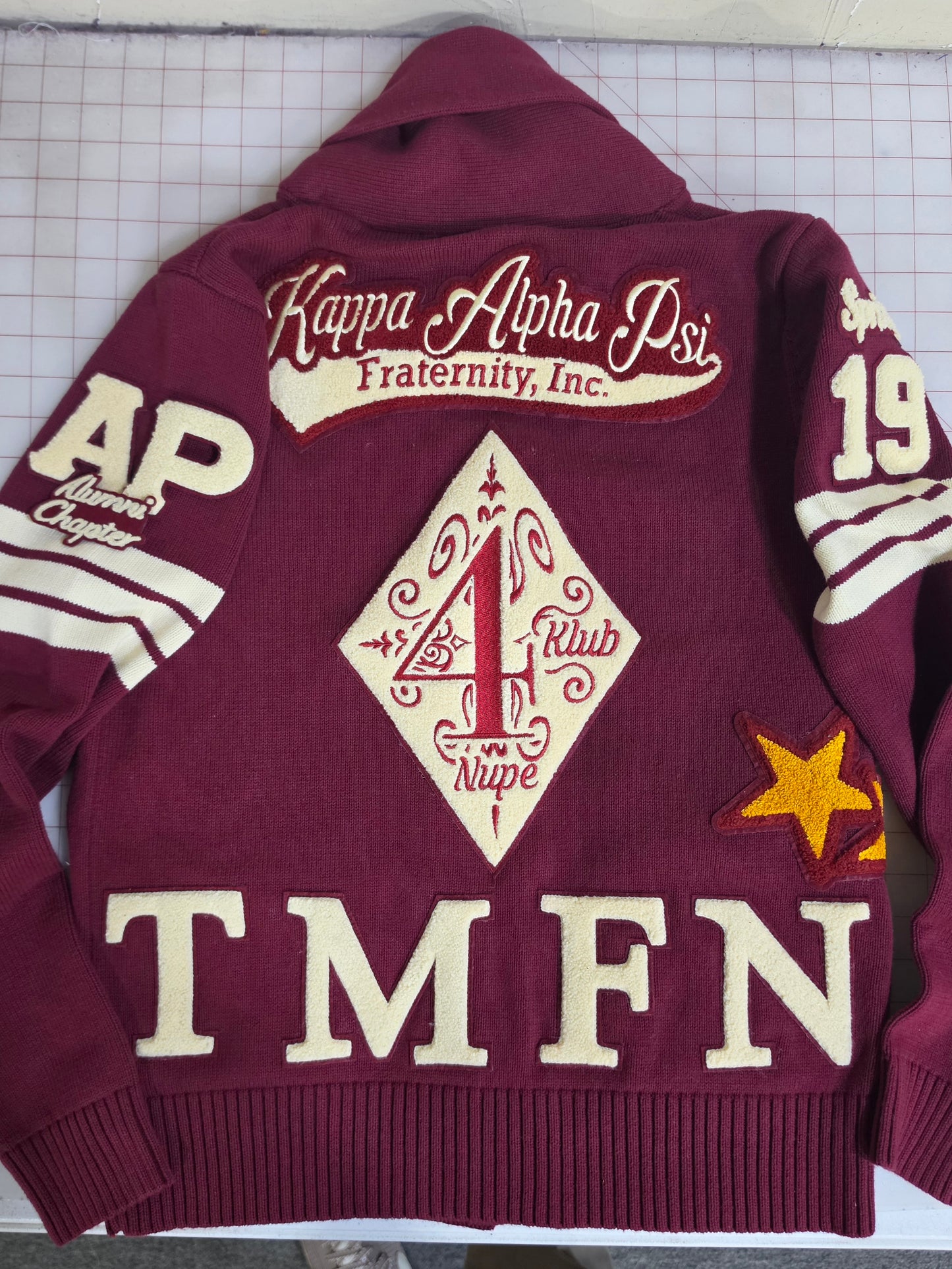 Nupe Patchwork Cardigan (Crimson)