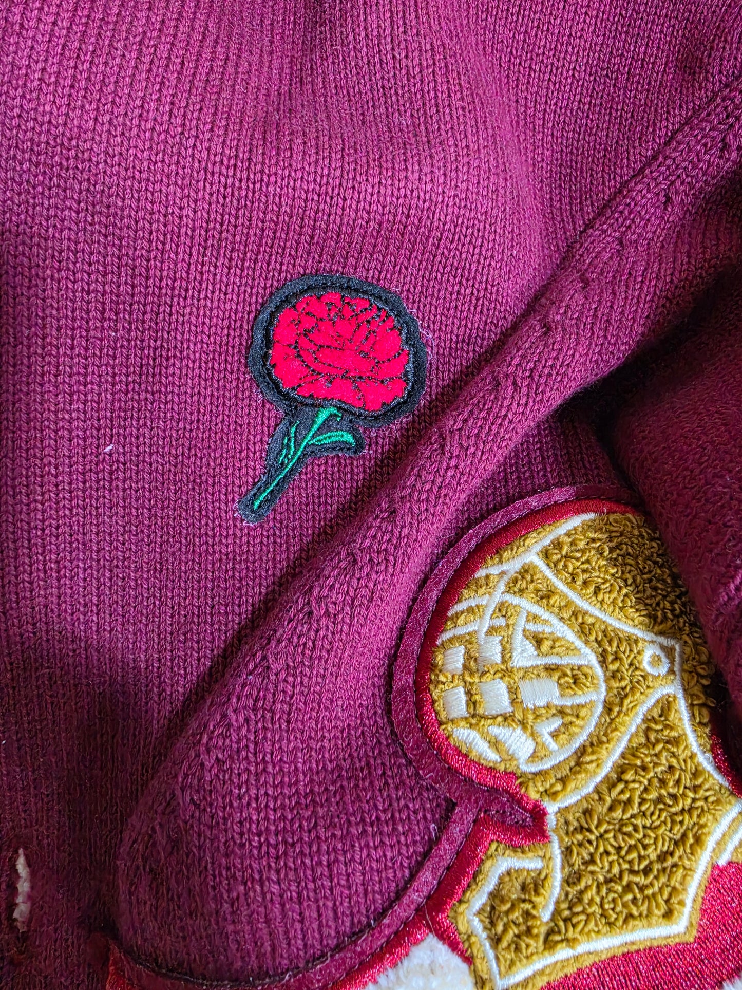 Nupe Patchwork Cardigan (Crimson)