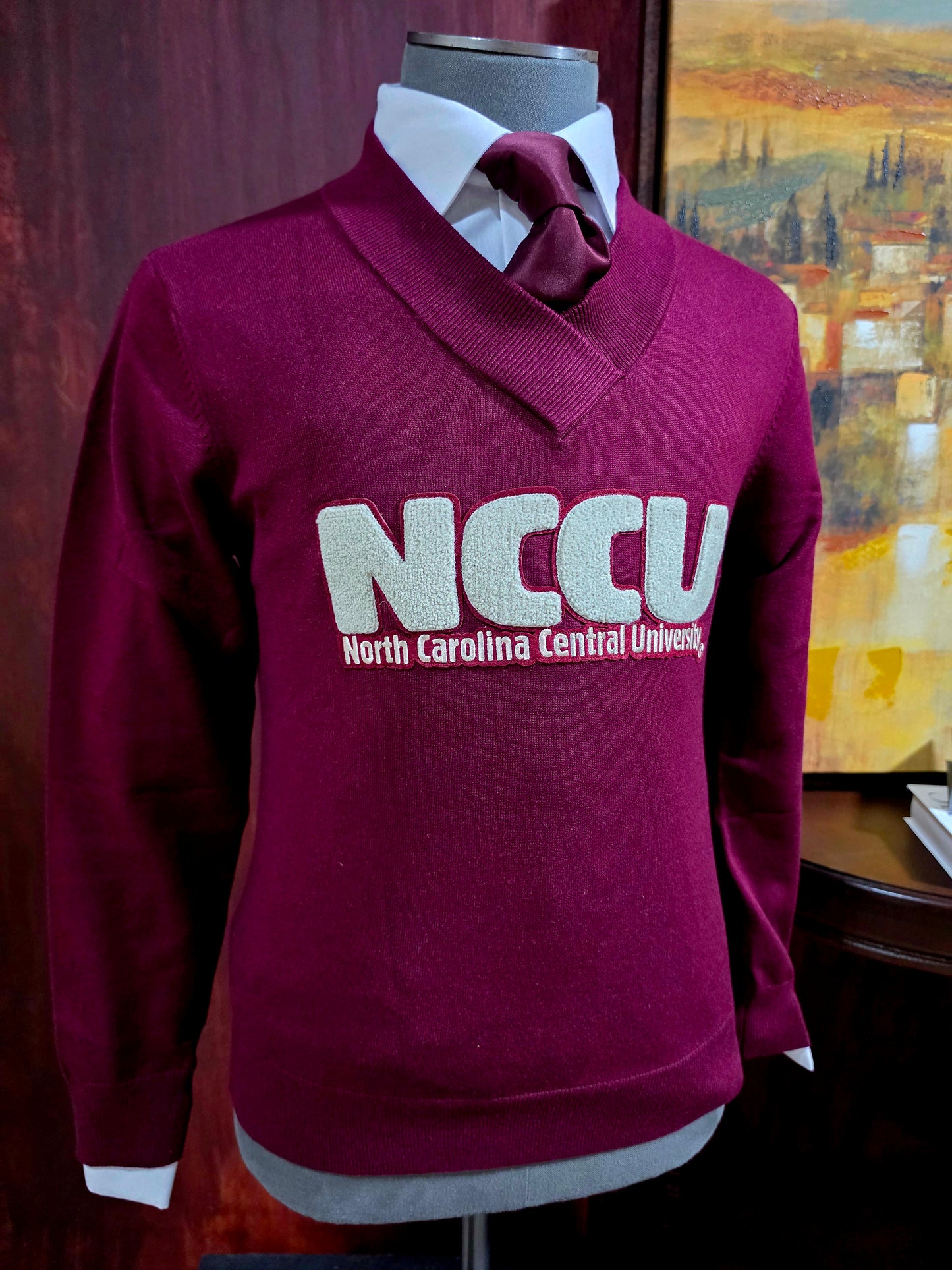 NCCU Crimson Vneck (Words)