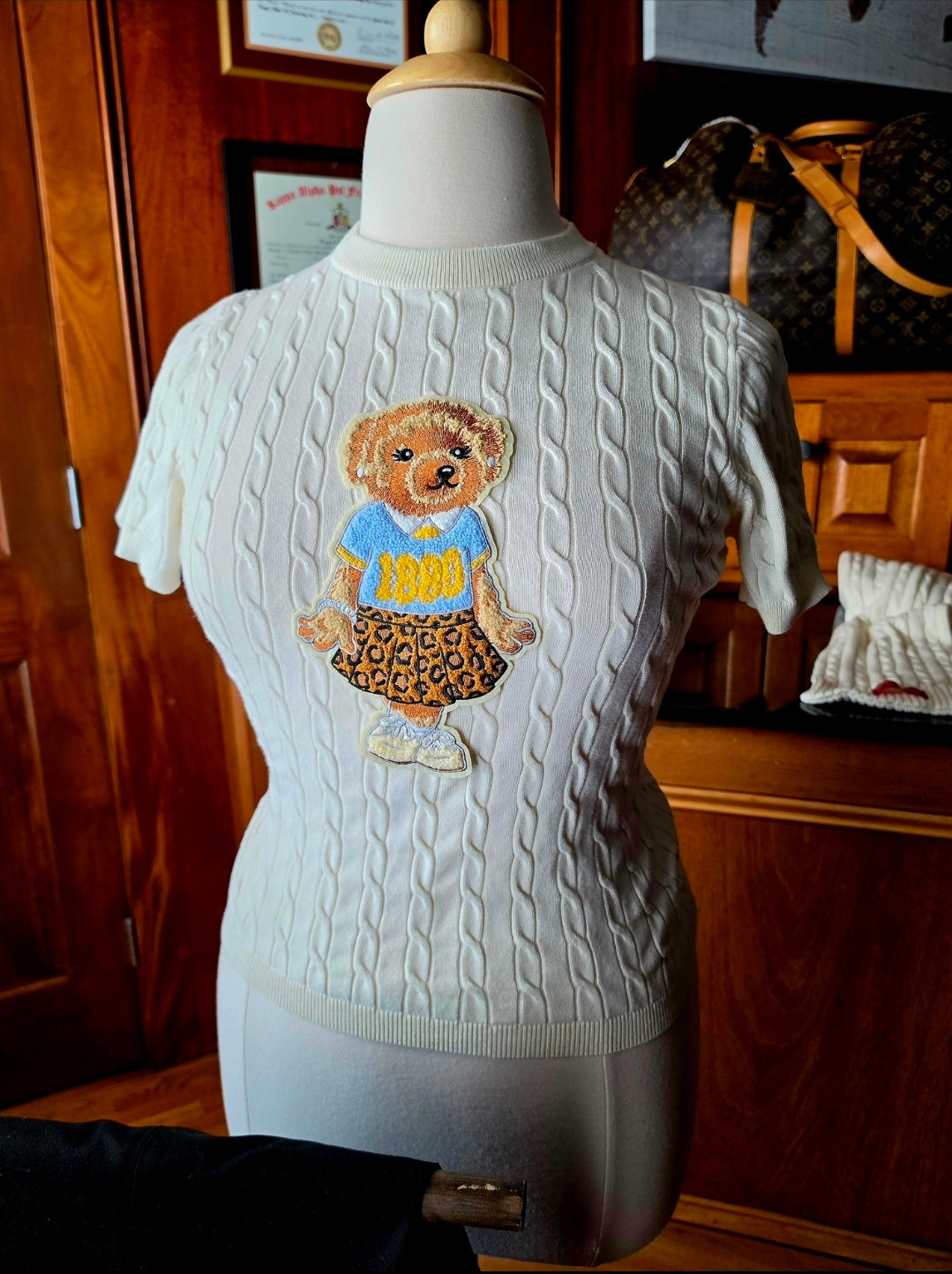 Southern Preppy Bear Cable Knit Tee