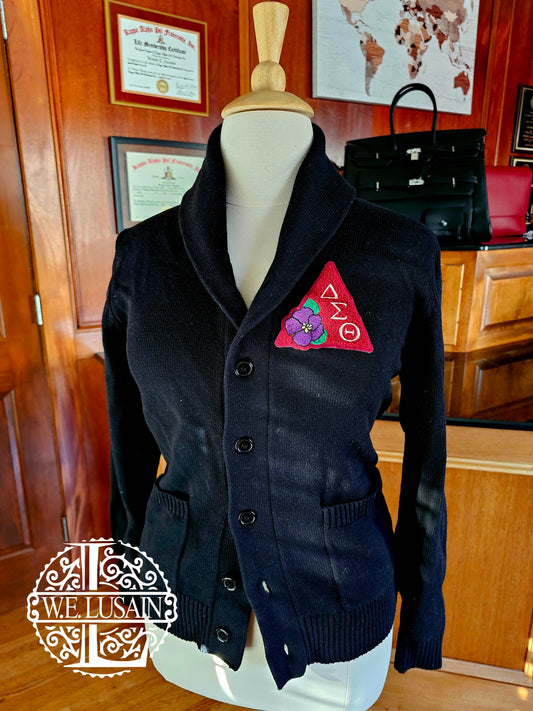 Black Shawl Cardigan (Front Emblem Only)