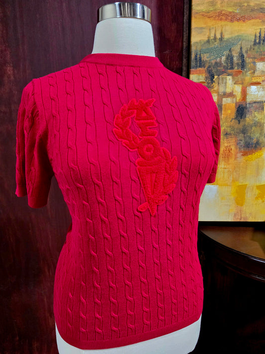 DST Cable Knit Crew (Red)