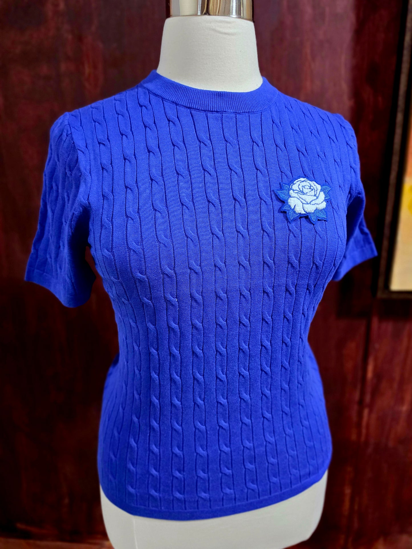 Zeta Cable Knit Crew (Rose)