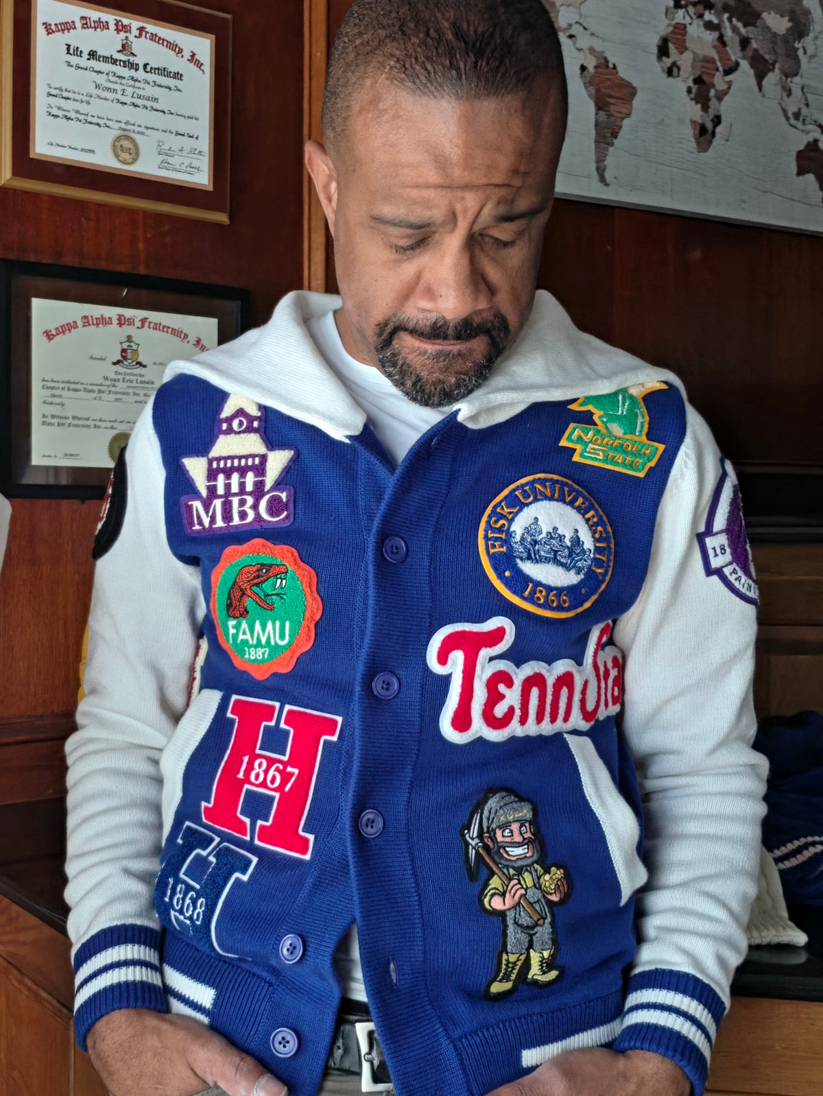 HBCU Patchwork Sweater (Unisex-Blue)