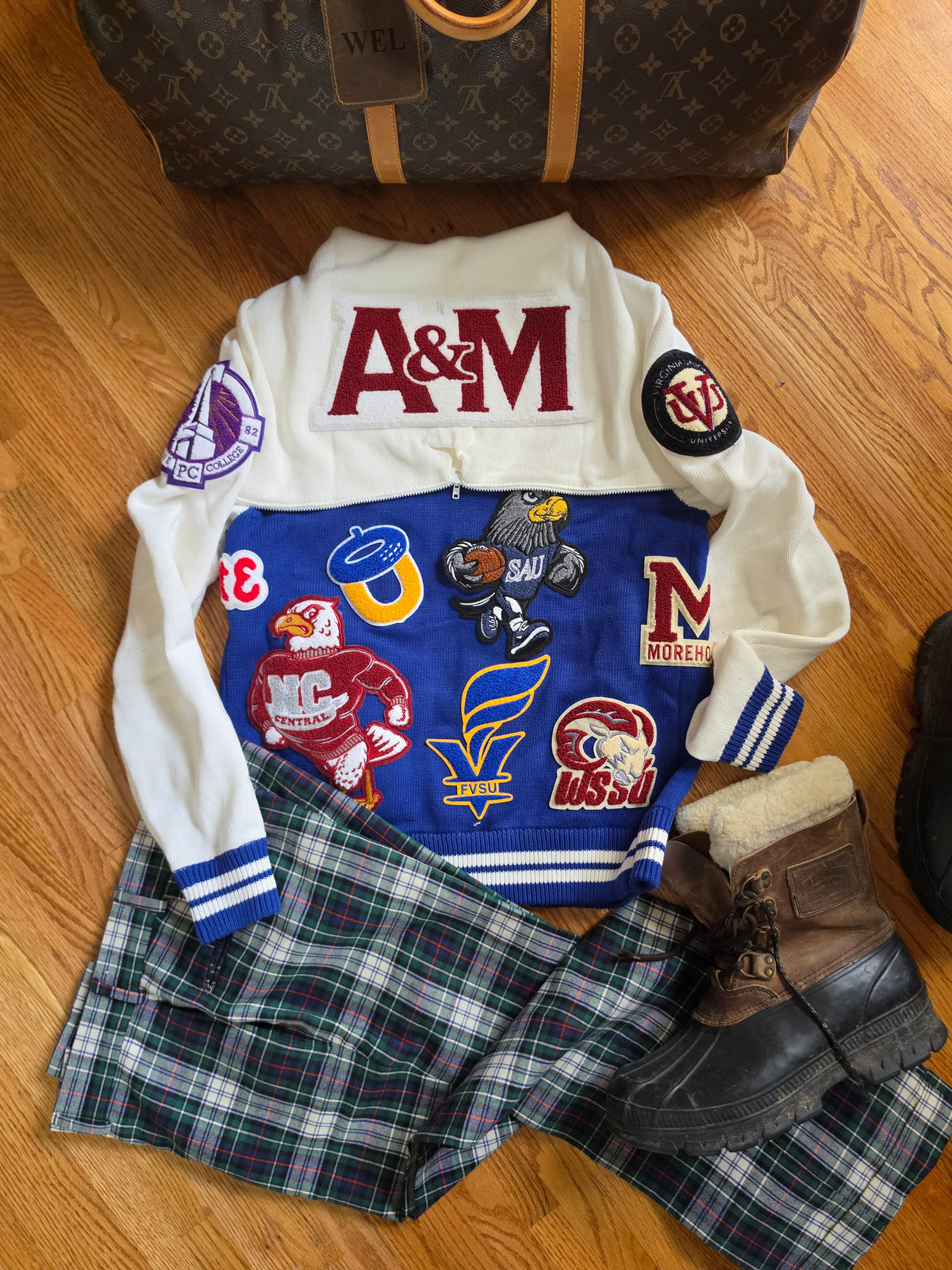 HBCU Patchwork Sweater (Unisex-Blue)