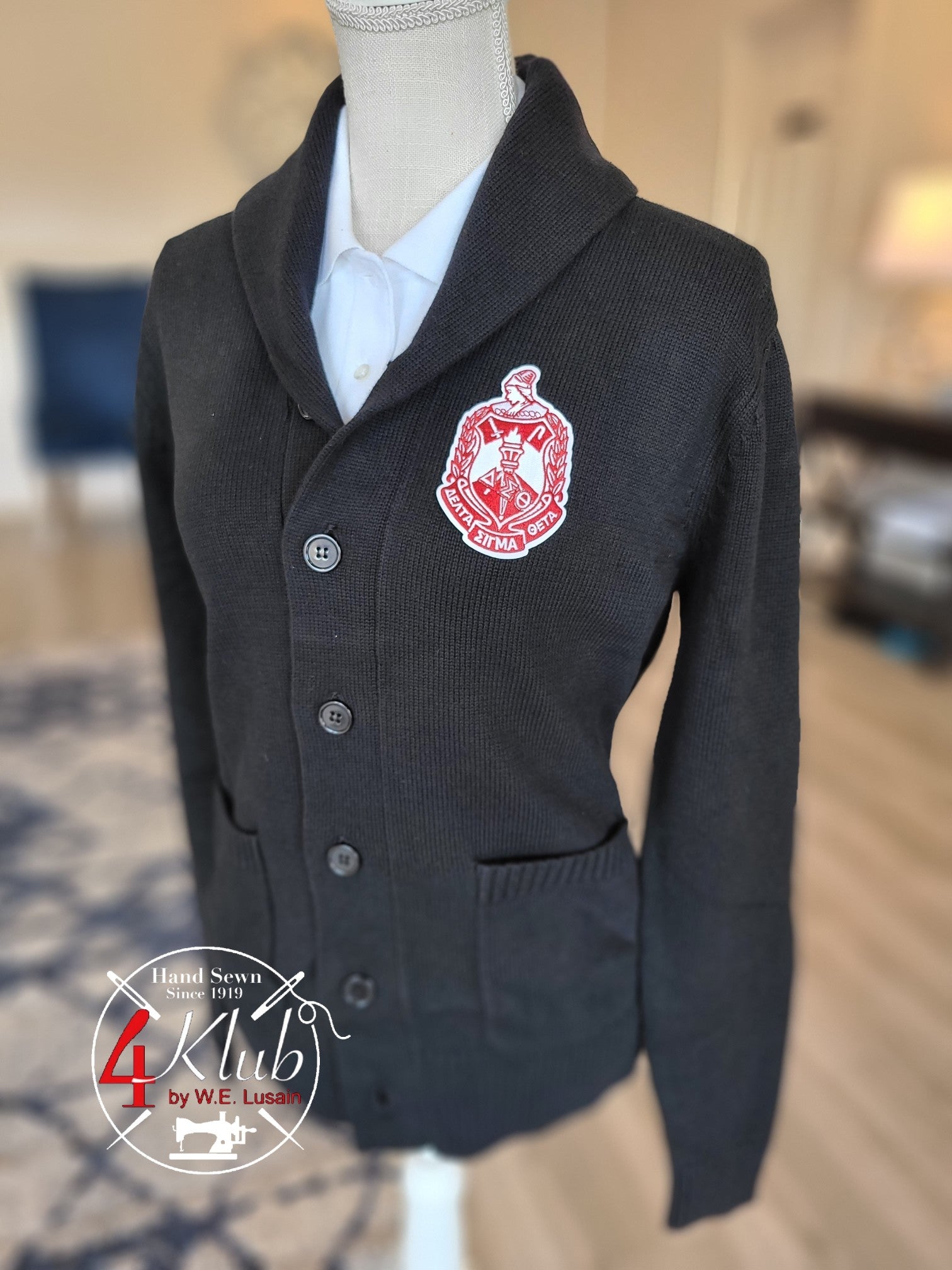 Black Shawl Cardigan (Front Emblem Only)