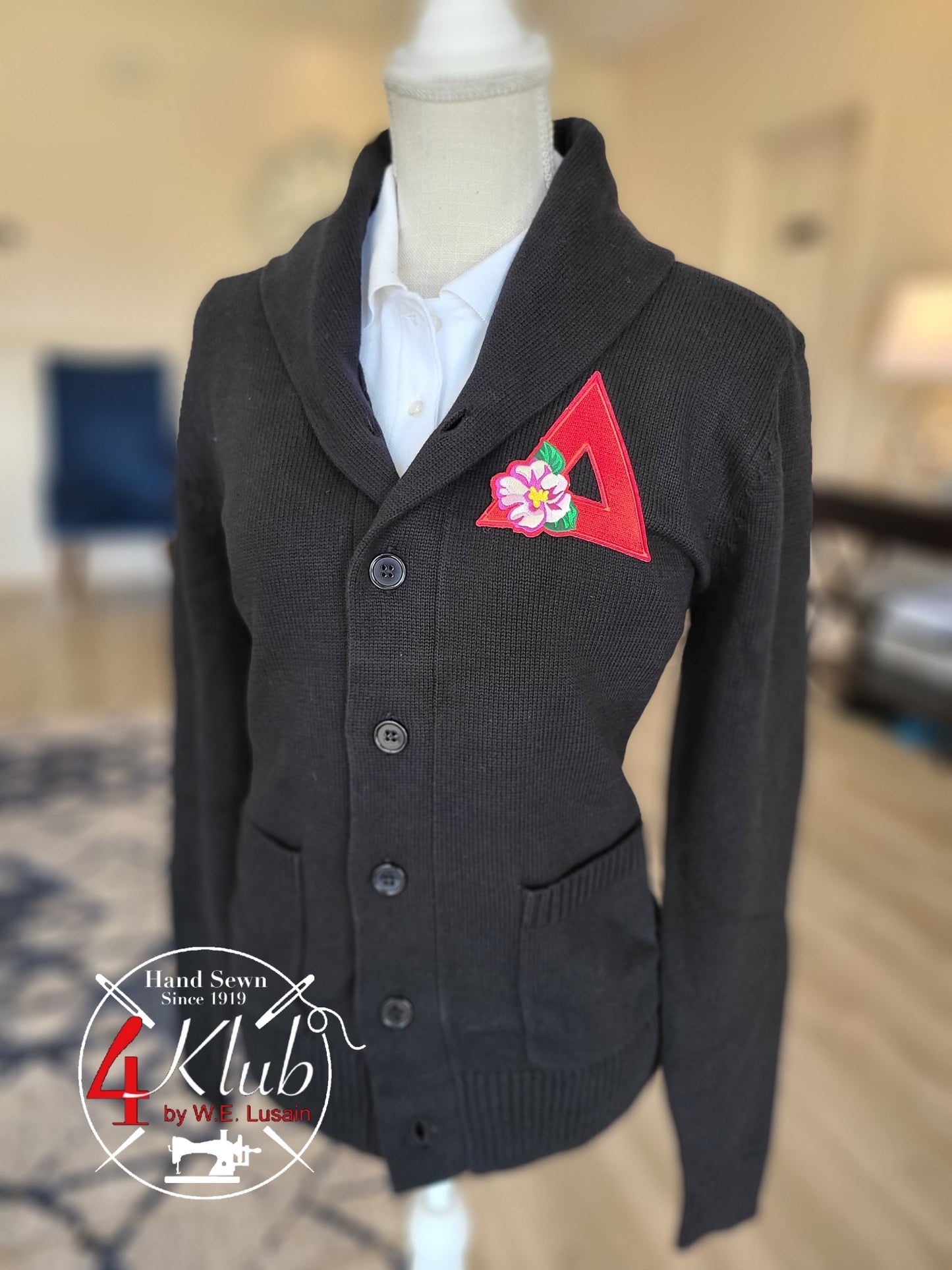 Black Shawl Cardigan (Front Emblem Only)