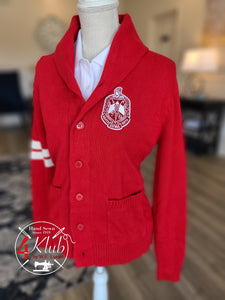 Red Shawl Cardigan (Front Emblem Only)